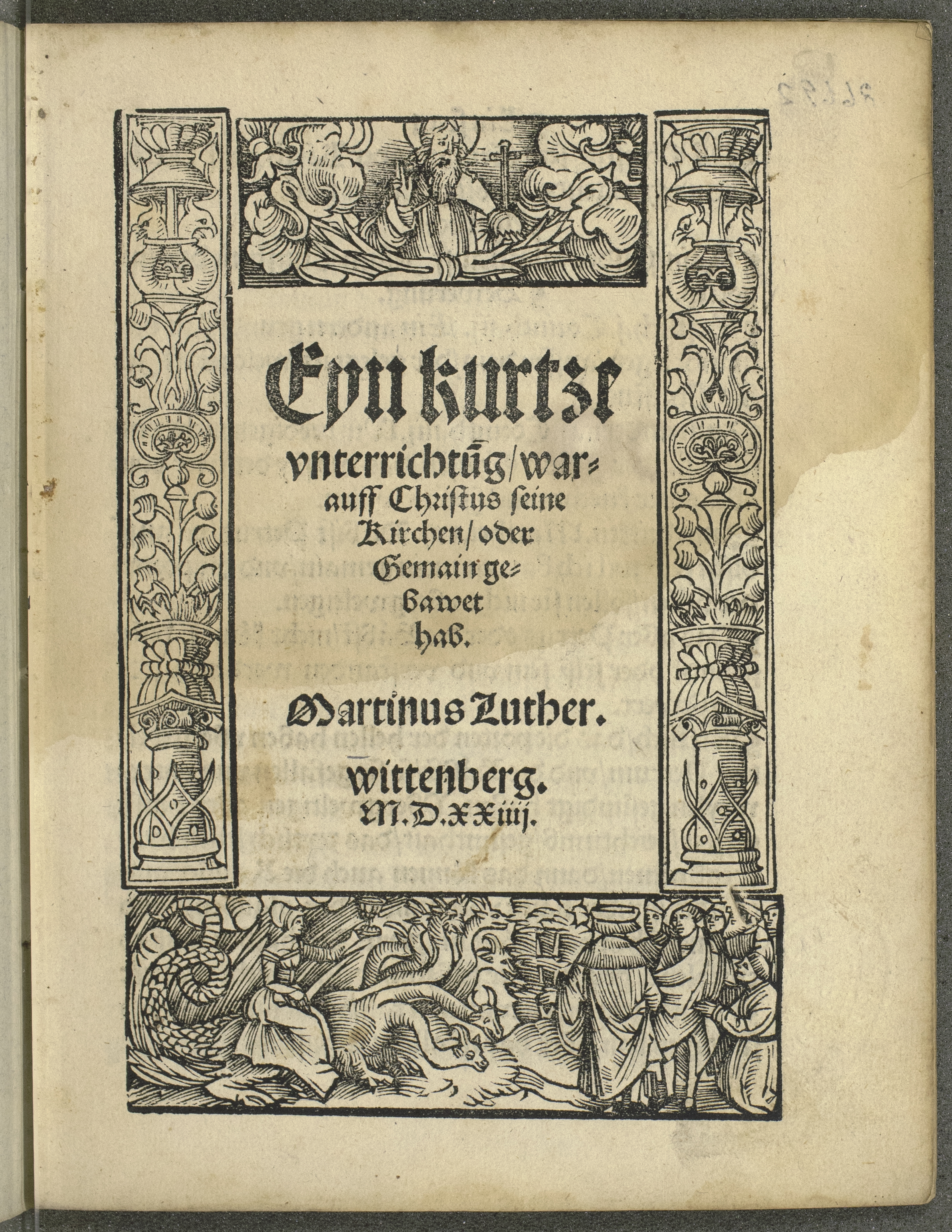 Summary: This pamphlet is a German translation of Luther&#039;s letter to Duke Albert of Prussia, written in December 1523, and intended to answer several theological questions concerning the foundation of the church and papal supremacy.