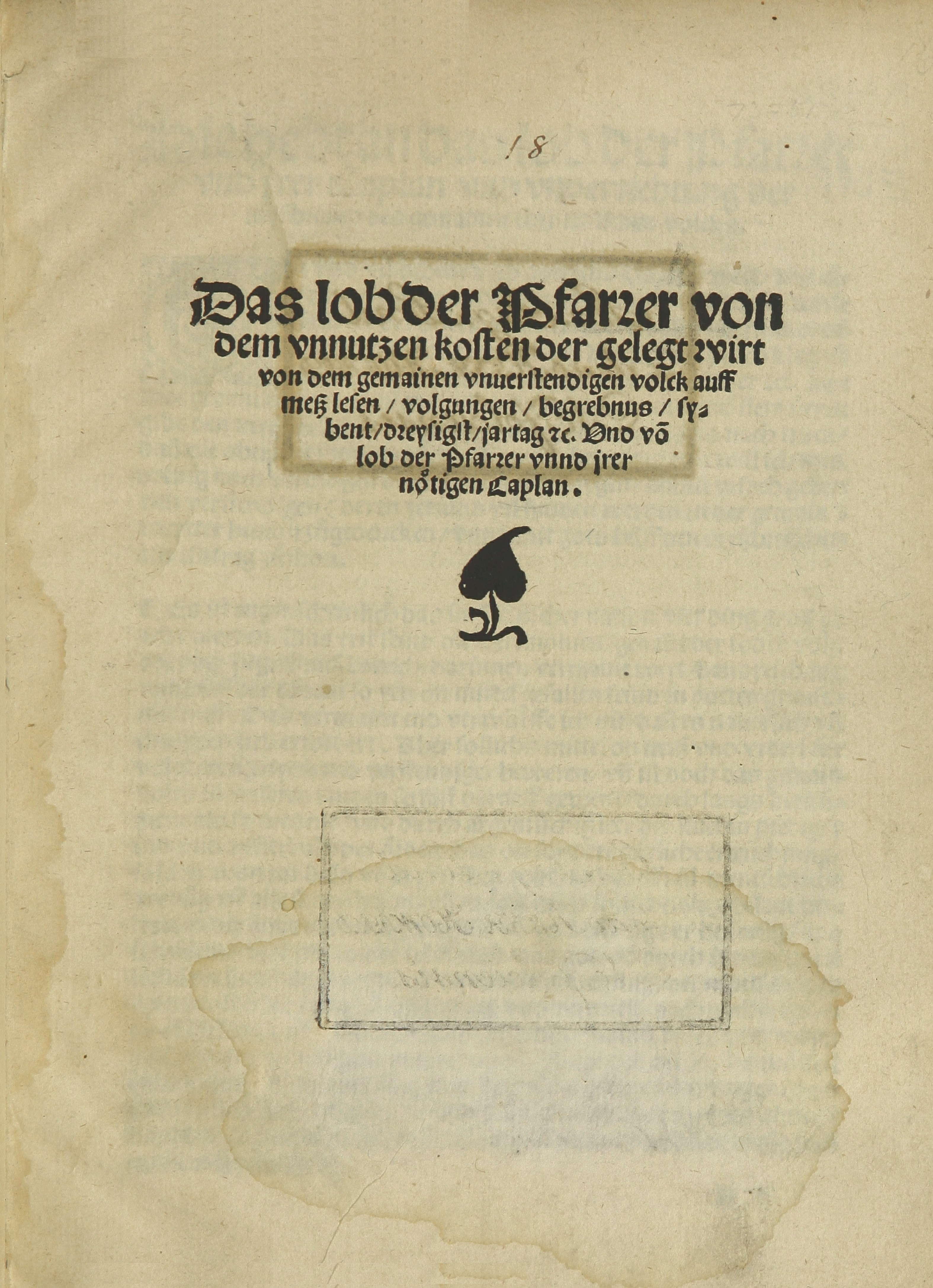 Summary: One of the problems that led to the Reformation was the sad state of ecclesiastical finance that forced many priests to change fees for the sacraments and other services. Von Gunzburg subjects such practices to sharp sanitization in the form of &quot;praise of priests.&quot;