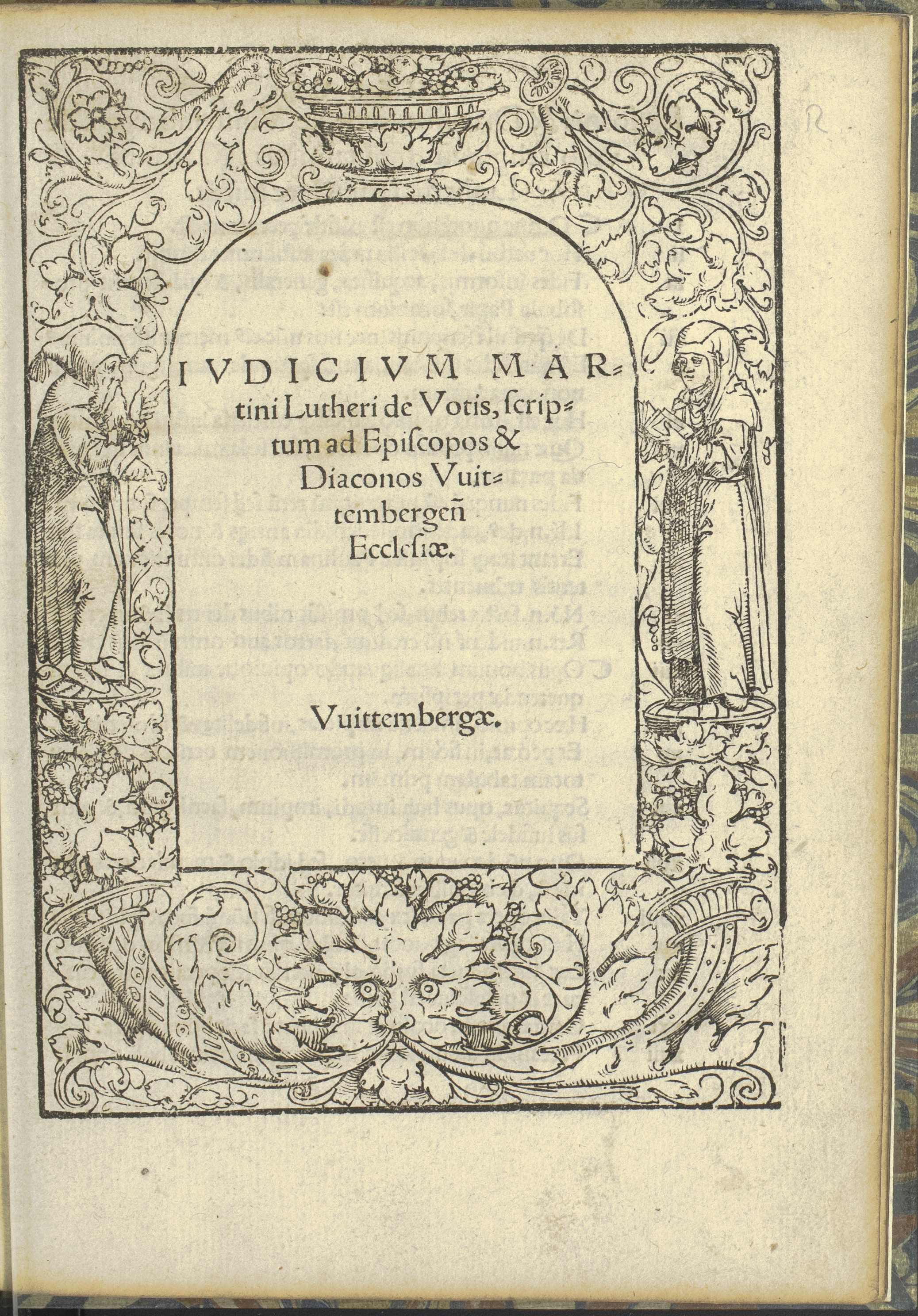 Summary: First edition of a short tract written by Luther at Wartburg castle and addressed to the bishop and religious leaders in Wittenberg. In 139 brief statements, Luther warns that religious vows and monastic life do not by themselves bring about the forgiveness of sins.