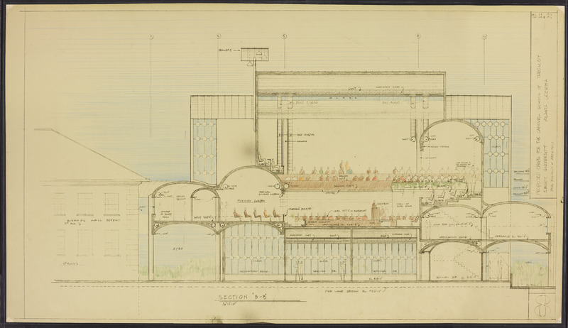 A cross-section of Cannon Chapel as viewed from the Northern elevation.