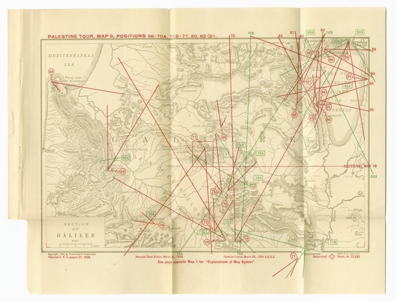 A map showing the corresponding locations where stereoscopic images were taken of Galilee.