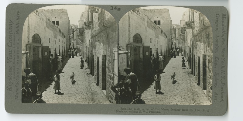 The main street of Bethlehem, looking towards the Church of the Nativity.