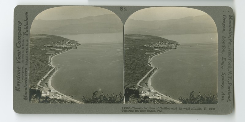 A view down the western shoreline of the Sea of Galilee towards the town of Tiberias.