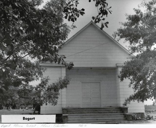 A photograph of the Bogart United Methodist Church building.