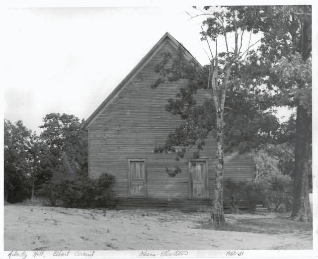 A photograph of the Liberty Hill Church building.