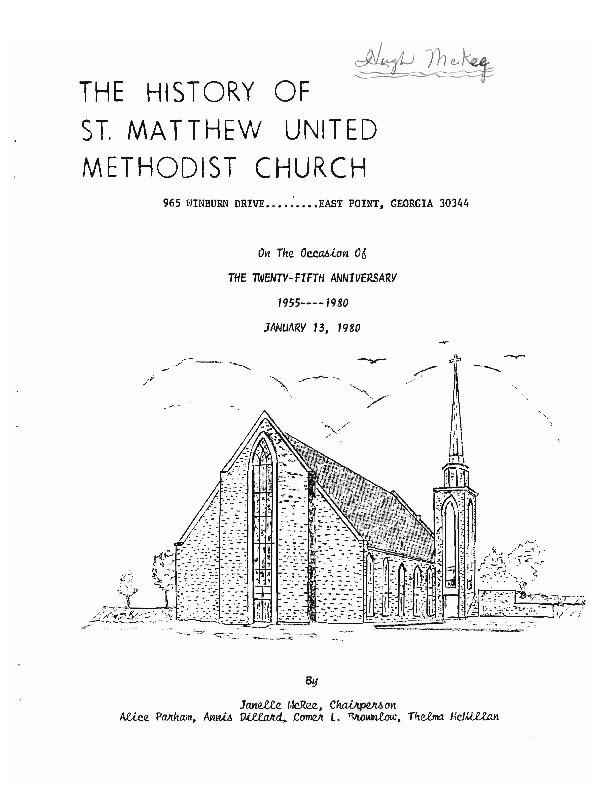 A history of the Saint Matthew Church including details of the church&#039;s school, organizations, buildings, services, service transcripts, and donations; and an annual summaries sheet includng details of the church&#039;s finances.