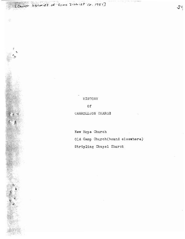A brief history of the Stripling&#039;s Chapel Methodist Church including details of the founding, original worship services, the building, rennovations to the building, a list of pastors, members who went into the clergy, and current worship practice.