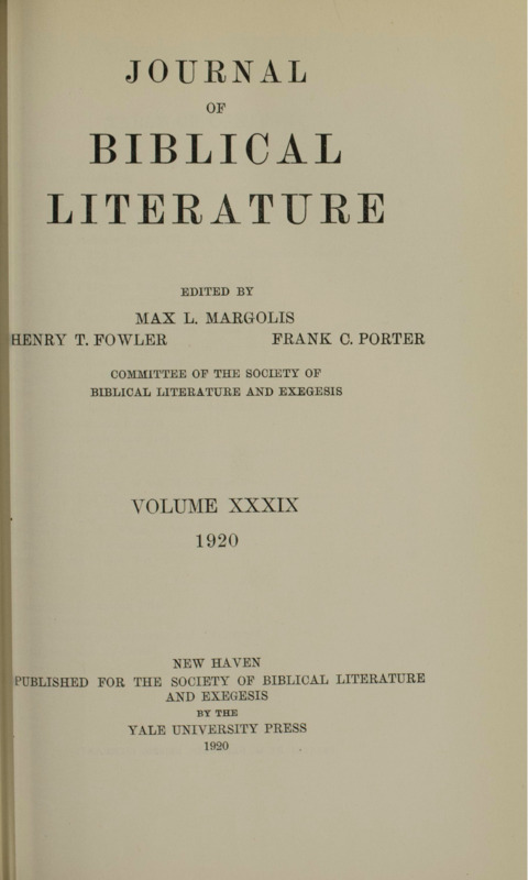 The proceedings of the fifty-fifth meeting of the Society of Biblical Literature and Exegesis held at Union Theological Seminary on December 29, 1919.